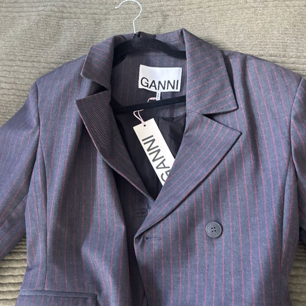 GANNI Gray Pinstripe Blazer - Picture 2 of 5